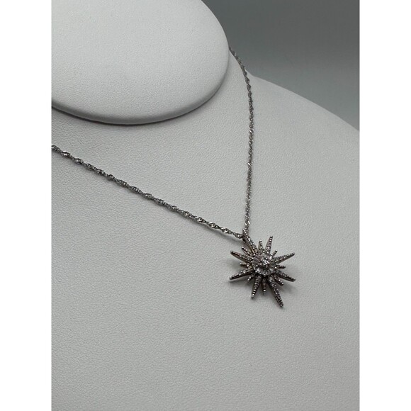 Signed RL 925 Sterling Silver Starburst Necklace – Designer Sparkle